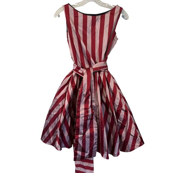 FiveLoaves TwoFish Other - FiveLoaves TwoFish Girl's Red and Pink Vertical Striped Fit and Flare Dress 14